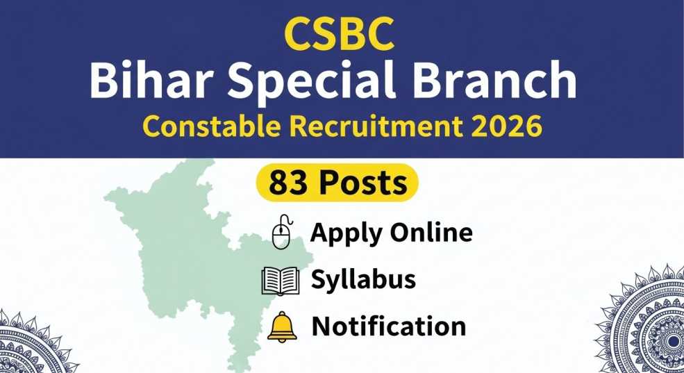 CSBC Bihar Special Branch Constable Recruitment 2026 – 83 Posts Apply Online, Syllabus & Notification
